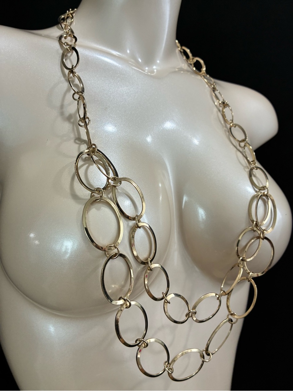 Gold-Tone Multi-Link Oval Necklace - Elegant Layered Chain